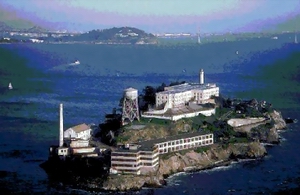 Alcatraz, sebuah penjara di Teluk San Francisco, AS.